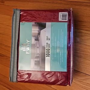 Fisher West NY Maroon Satin stripe California King Sheet set